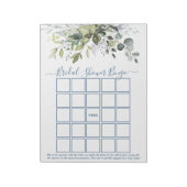 水彩グリーンリージュダスティーブルーブライダルシャワービンゴ ノートパッド (回転)