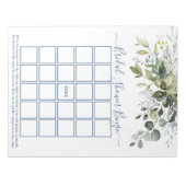 水彩グリーンリージュダスティーブルーブライダルシャワービンゴ ノートパッド (正面)