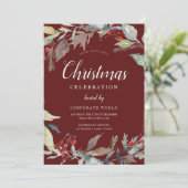 水彩グリーンリース企業のクリスマスパーティー 招待状 (スタンド正面)