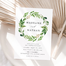 水彩グリーンリース 招待状