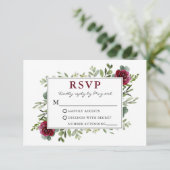 水彩グリーンリーバーガンディバラ結婚ズ 出欠カード (スタンド正面)