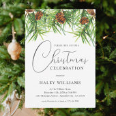 水彩グリーンリーパイン企業のクリスマスパーティー 招待状