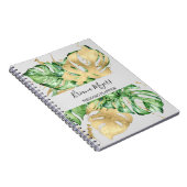 水彩グリーンリーパーム葉金ゴールドビジネスサンド ノートブック (右側)