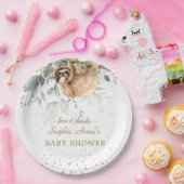 水彩グリーンリーピンクフローラスロット赤ちゃんシャワー ペーパープレート (パーティー)