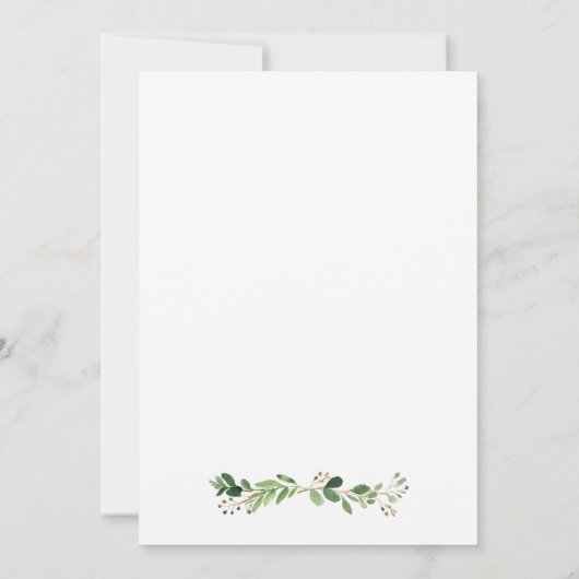 水彩グリーンリーピンクフローラ保存カード セーブザデート (裏面)