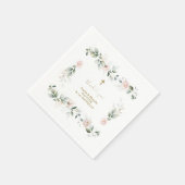 水彩グリーンリーピンクフローラ金ゴールドバプテスマ スタンダードカクテルナプキン (角)