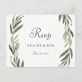 水彩グリーンリーフすべての行事RSVPポストカード インビテーションポストカード (正面)