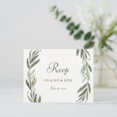水彩グリーンリーフすべての行事RSVPポストカード インビテーションポストカード (スタンド正面)