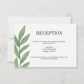 水彩グリーンリーフウェディングレセプションカード 招待状 (正面)