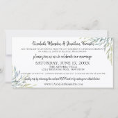 水彩グリーンリーフォトたった今結婚しました披露宴 セーブザデート (裏面)