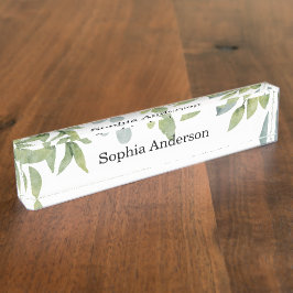 水彩グリーンリーフサロン デスクネームプレート