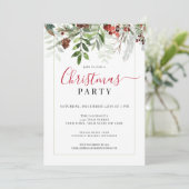 水彩グリーンリーフローラクリスマスパーティー 招待状 (スタンド正面)