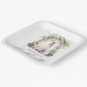 水彩グリーンリーフローラブライダルシャワー ペーパープレート (傾斜あり)