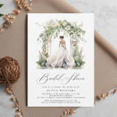 水彩グリーンリーフローラブライダルシャワー 招待状