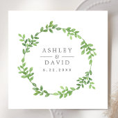 水彩グリーンリーフローラユーカリ結婚ス スタンダードカクテルナプキン