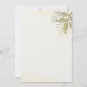 水彩グリーンリーフローラ牡丹ブライダルシャワー 招待状 (裏面)