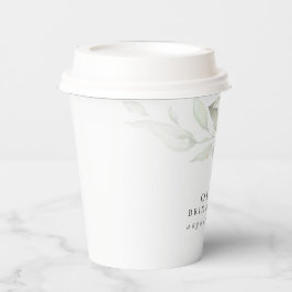水彩グリーンリーフ エレガント モダン 紙コップ