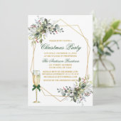水彩グリーンリーベリークリスマスクリスマスグリーン 招待状 (スタンド正面)