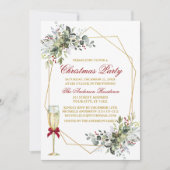 水彩グリーンリーベリークリスマスクリスマスレッド 招待状 (正面)