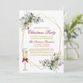 水彩グリーンリーベリークリスマスクリスマスレッド 招待状 (スタンド正面)