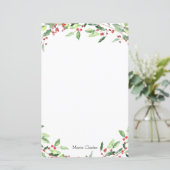 水彩グリーンリーホリー固定パーソナライズされた式 (スタンド正面)