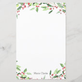 水彩グリーンリーホリー固定パーソナライズされた式 (正面)