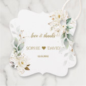 水彩グリーンリーホワイトフローラ結婚金ゴールド フェイバータグ (裏面)