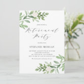 水彩グリーンリーホワイトフローラ退職パーティー 招待状 (スタンド正面)