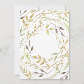 水彩グリーンリーリーフ金ゴールドブライダルシャワー 招待状 (裏面)