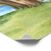 水彩グリーンリーレイクツリーズポスタープリント ポスター (角)