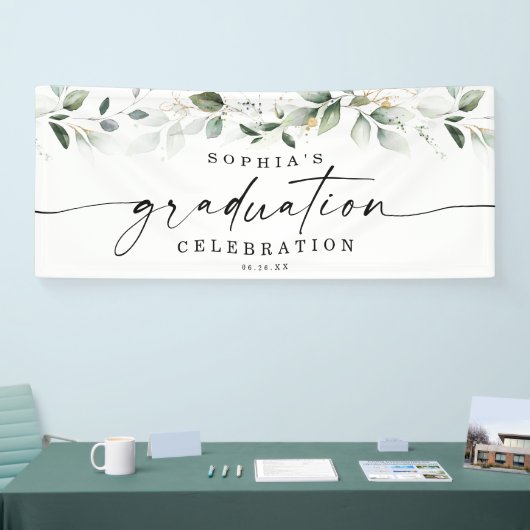 水彩グリーンリー卒業パーティーへようこそ 横断幕 (トレードショー)