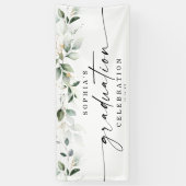 水彩グリーンリー卒業パーティーへようこそ 横断幕 (縦)