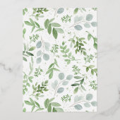 水彩グリーンリー白い花リハーサル昼食 箔招待状 (裏面)