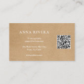 水彩グリーンリー素朴クラフトQRコード 名刺 (裏面)