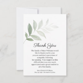 水彩グリーンリー葬儀サンキューカード サンキューカード