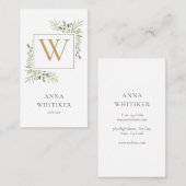 水彩グリーンリー金ゴールドモノグラムプロフェッショナル 名刺 (正面/裏面)