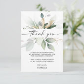 水彩グリーンリー金ゴールド誕生日サンキューカード 招待状 (スタンド正面)
