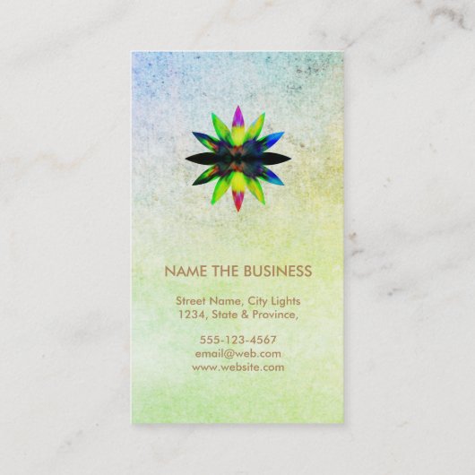 水彩グリーンロータスフラワーロゴヨガヒーリング 名刺 (裏面)