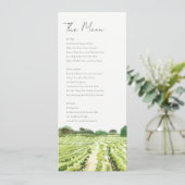 水彩グリーンワイナリーヴィンヤードズ結婚メニューカード 招待状 (スタンド正面)
