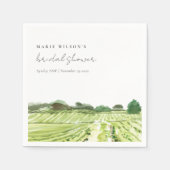 水彩グリーンワイナリー葡萄園 ブライダルシャワー スタンダードカクテルナプキン (正面)
