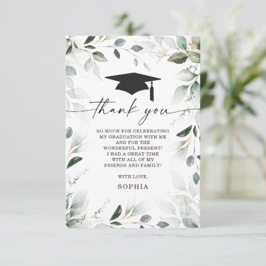 水彩グリーン卒業ありがとうございました写真 招待状 (スタンド正面)