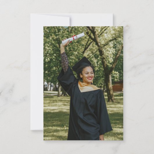 水彩グリーン卒業ありがとうございました写真 招待状 (裏面)