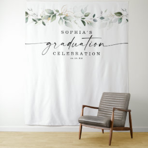 水彩グリーン卒業写真小道具背景ボード タペストリー