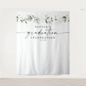 水彩グリーン卒業写真小道具背景 タペストリー (正面)