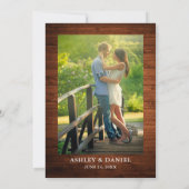 水彩グリーン向日葵ウッドフォトウェディング 招待状 (裏面)