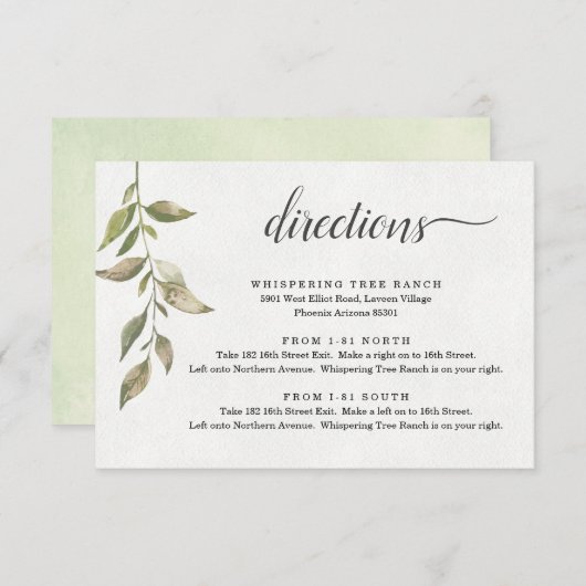 水彩グリーン案内カード エンクロージャーカード (正面/裏面)