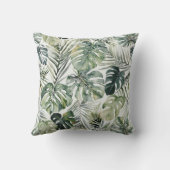 水彩グリーン熱帯林離れ林パターン クッション (裏面)