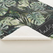 水彩グリーン熱帯林離れ林パターン シェルパブランケット (3/4)