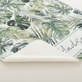 水彩グリーン熱帯林離れ林パターン シェルパブランケット (3/4)