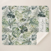 水彩グリーン熱帯林離れ林パターン シェルパブランケット (正面(横))